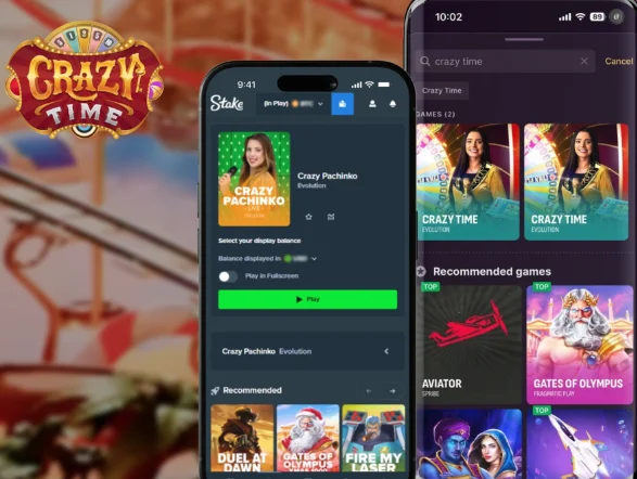 Crazy Time game screen on smartphone