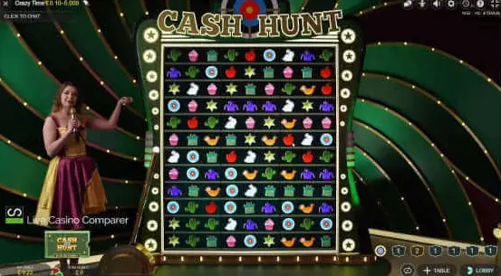 Cash Hunt bonus board in Crazy Time